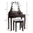 thumbnail image 2 of Patiojoy Detachable Vanity Table Set Makeup Table with Mirror &Cushioned Stool Brown, 2 of 5