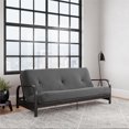 thumbnail image 1 of Cleo Black Metal Arm Full Size Futon Frame with 6” Thermobonded High Density Polyester Fill Mattress, 1 of 8