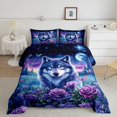 thumbnail image 1 of Erosebridal 3D Wolf Bedding Full Comforter Set, Romantic Floral Down Comforter, Moon Galaxy Room Decor, Reversible, 1 of 7