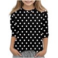 thumbnail image 1 of COM1950s Shirts for Girls, Children's Fashion Solid Color 3/4 Sleeve Round Neck Tops/Shirt, 1 of 8