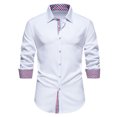 thumbnail image 1 of RXIRUCGD Chemise en Jean Décontractée pour Homme à Manches Longues avec Boutons, Poches et Col Rabattable, Blanc, Taille : S, 1 of 8