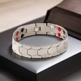 thumbnail image 4 of Bracelet Magnétique pour Hommes en Acier Titane, Bracelet Magnétique à Double Rangée avec 4 Aimants, 4 of 6