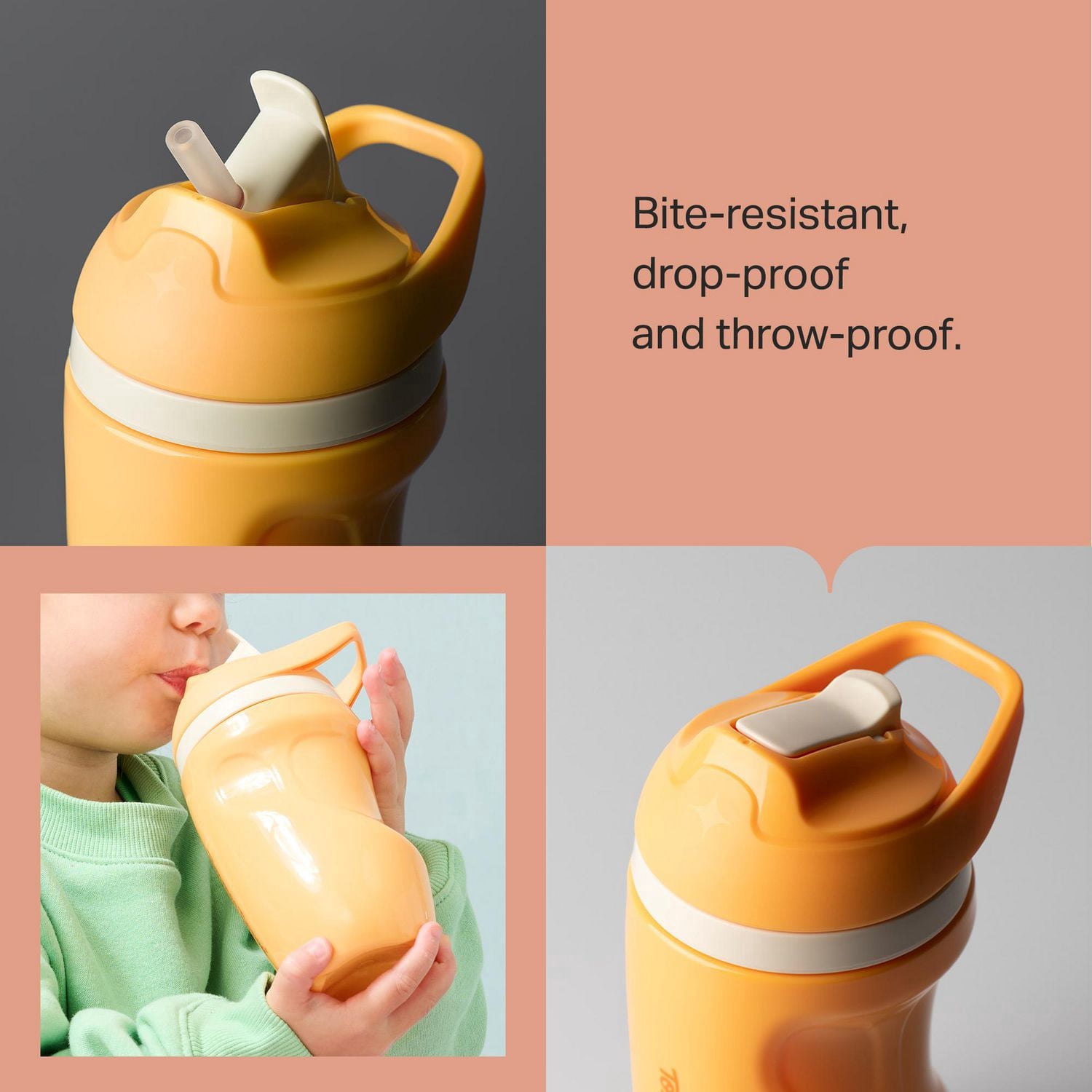 Tommee Tippee Bouteille Sport à Paille, 2x9oz, Bouteille d'Eau Antifuite pour Tout-Petit de 12 Mois+, Couvercle Rabattable Aide à Garder la Paille Propre, Bleu et Rouge