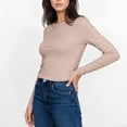 thumbnail image 4 of Yuyuzo Long Sleeve Shirts Womens Crew Neck Slim Fitted Bade Layer Tee Shirts Solid Color Comfy Fall Basic Clothes, 4 of 6