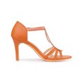 thumbnail image 3 of BLISSFUL STEP Women's Rhinestone Ankle Strap Open Toe Stiletto Heels Sandals Orange (Size 7.5), 3 of 6