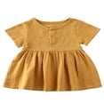 thumbnail image 1 of Baby Girl Dress Short Sleeve  Neck Button Casual Dress, 1 of 6