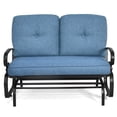 thumbnail image 1 of Patiojoy 2-Person Outdoor Bench Patio Swing Glider Chair with Cushions Rocking Chair Cushioned Sofa Blue, 1 of 9
