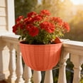 thumbnail image 1 of CaiYueKe Large Rattan Textured Semi Circular Wall Mounted Plastic Planter Hanging Flower Pot for Indoor Outdoor Home Garden Decor Decorative Plant Holder Basket for Balcony Patio, 1 of 7
