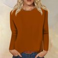 thumbnail image 2 of AherBiu T Shirts for Women Fall Long Sleeve Crewneck Basic Tee Tops Loose Solid Color Comfy Shirts, 2 of 5