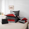 thumbnail image 5 of YST Patchwork Geometric 7-Piece Comforter Set, King Size, Rustic Farmhouse Decor, Red Dark Gray Light Grey, Geometry Triangle Bedding Set, 5 of 5