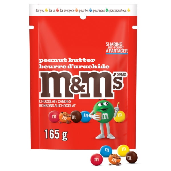 M&M'S, Peanut Butter Milk Chocolate Candies, Sharing Bag, 165g