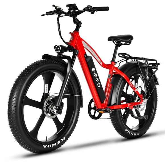 EMMO E-Wild Pro Electric Bike Fat Tire Step-Over 750W 48V 748Wh - UL Certified, Digital Color Display - Red