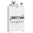 thumbnail image 1 of HOMCOM Narrow Shoe Cabinet with 3 Flip Drawers, Shoe Storage Cabinet, White, 1 of 10