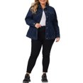 thumbnail image 2 of Agnes Orinda Women's Plus Size Fashion Outerwear Long Sleeve Button Denim Jacket 2X Black Blue, 2 of 6