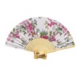 thumbnail image 2 of YAOMOBB Elegant Folding Fan Double Sided Flower Pattern Bamboo Catwalks Lightweight Hand Held Party Props, 2 of 7