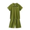 thumbnail image 2 of Cethrio Ensembles d'Été Courts pour Garçons, Ensembles de Tenue de Course Athlétique à Manches Courtes Vert Taille 11-12 T, 2 of 3