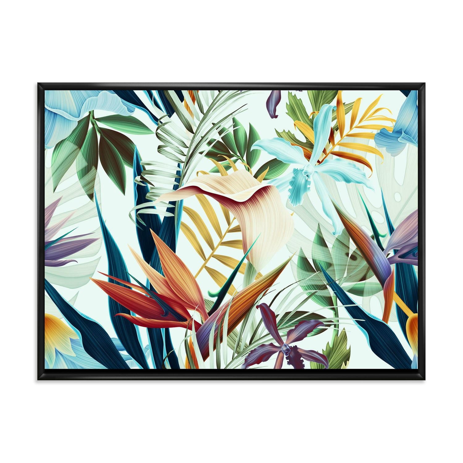 Designart Fleurs tropicales VIntage I ART MURAL À CADRE FLOTTÉ