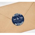 thumbnail image 4 of Darling Souvenir Round 45 Pcs Floral Border Save The Date Stickers Wedding Personalized Bride Groom Names And Date Envelope Seals - Navy Blue, 4 of 4