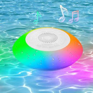 MesaSe Haut-parleur Bluetooth portable haut-parleurs Hot Tub avec lumières colorées IPX7 Haut-parleur flottant imperméable Surround Stereo Haut-Parleurs sans fil sans mains pour douche Spa