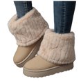 thumbnail image 1 of Bottes de Neige Mi-Mollet à Revers Duveteux pour Femmes 2025 Mode en Suède Bout Rond Plateforme Plates Talon Bas Bottines Courtes d'Hiver, 1 of 6