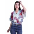 thumbnail image 2 of Moomaya Hauts à Manches Boxy Imprimés pour Femmes, Col en V, Taille Élastique, Kimono, 2 of 4