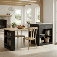 thumbnail image 1 of Homy Casa Rolling Kitchen Island with Pull-Out Table and Two-Tone Storage, 1 of 6