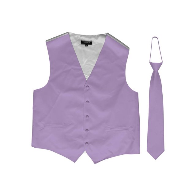 Omega Button Vest + Matching Tie - Lavender - Medium