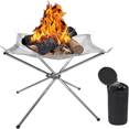 thumbnail image 1 of Portable Bonfire Campfire Fire Pit Collapsing Stainless Steel Mesh Fireplace Foldable Camping Fire Pit Camping Gear, 1 of 6