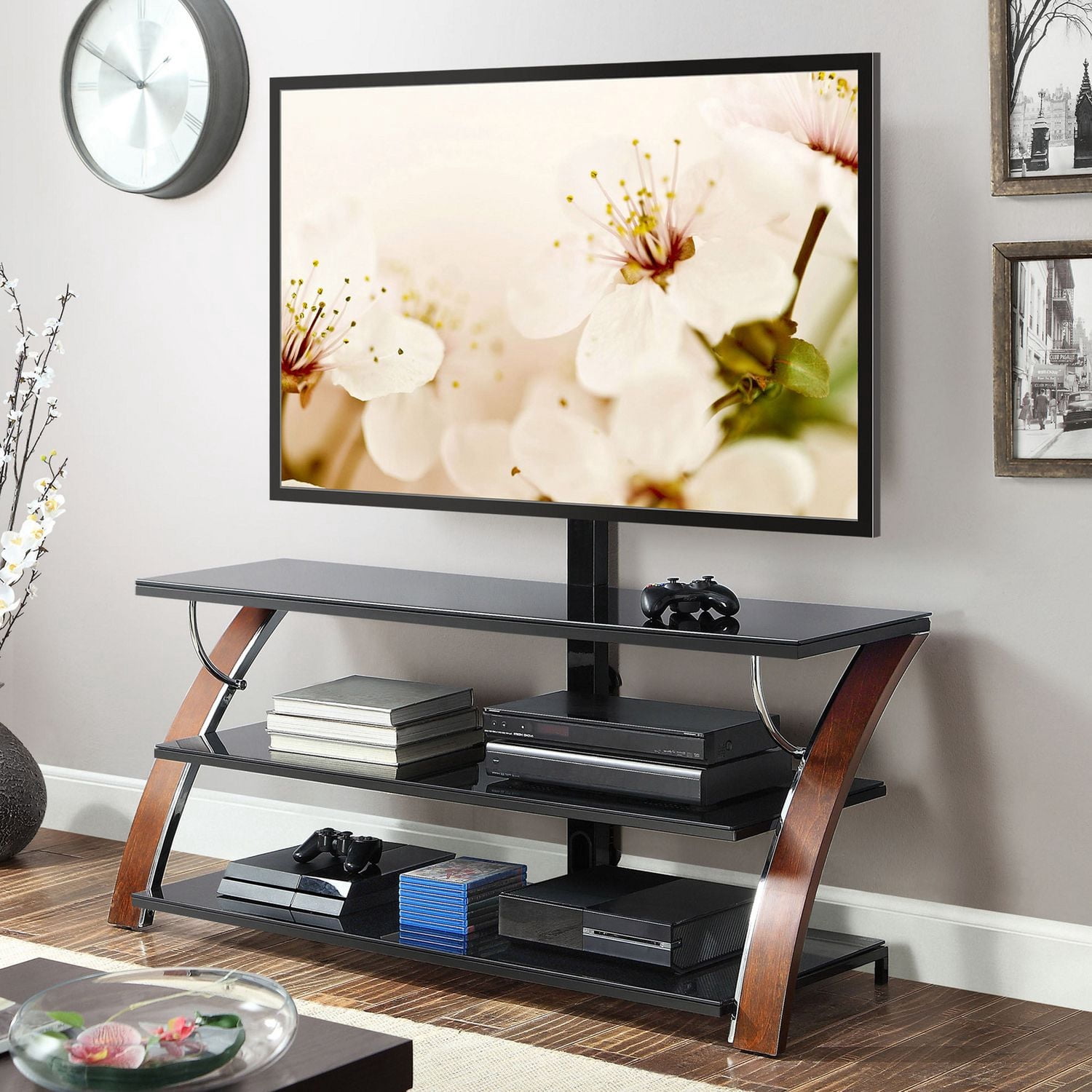 Whalen Brand Brown Cherry 3-in-1 TV Stand - Walmart.ca