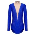 thumbnail image 4 of RUNQHUI Women's Long Sleeve Gymnastics Leotard Shiny Rhinestone Bodysuit for Acrobattics Performance 04Blue S, 4 of 7