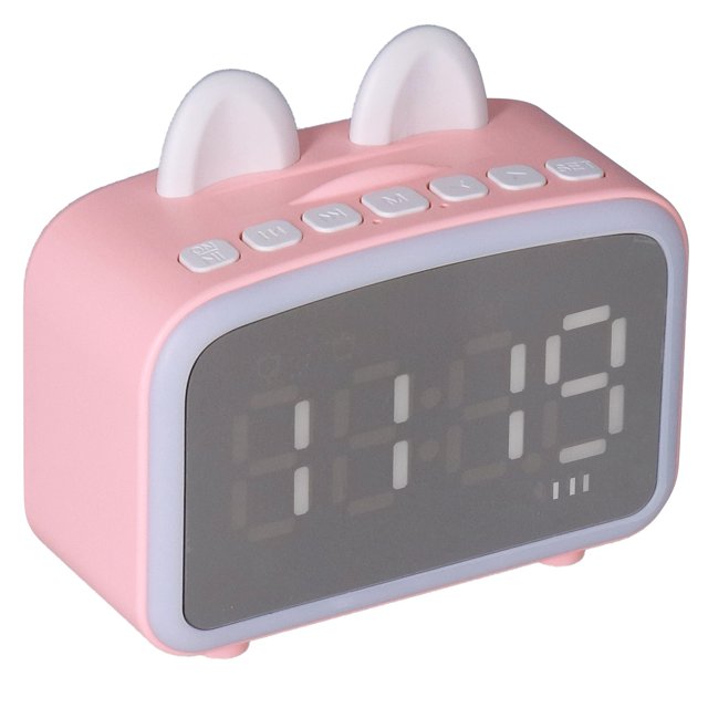 Digital Radio Alarm Clock, Mini Clock Digital Speaker for Office for Bedroom Pink