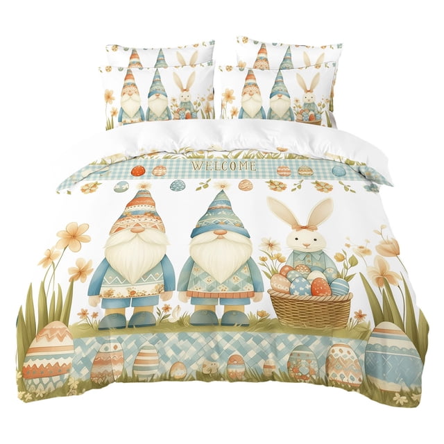 Deeceymbur 79x91 Inch 3 Piece Easter Bedding Set Duvet Cover Pillowcases Microfiber Soft Home Decor