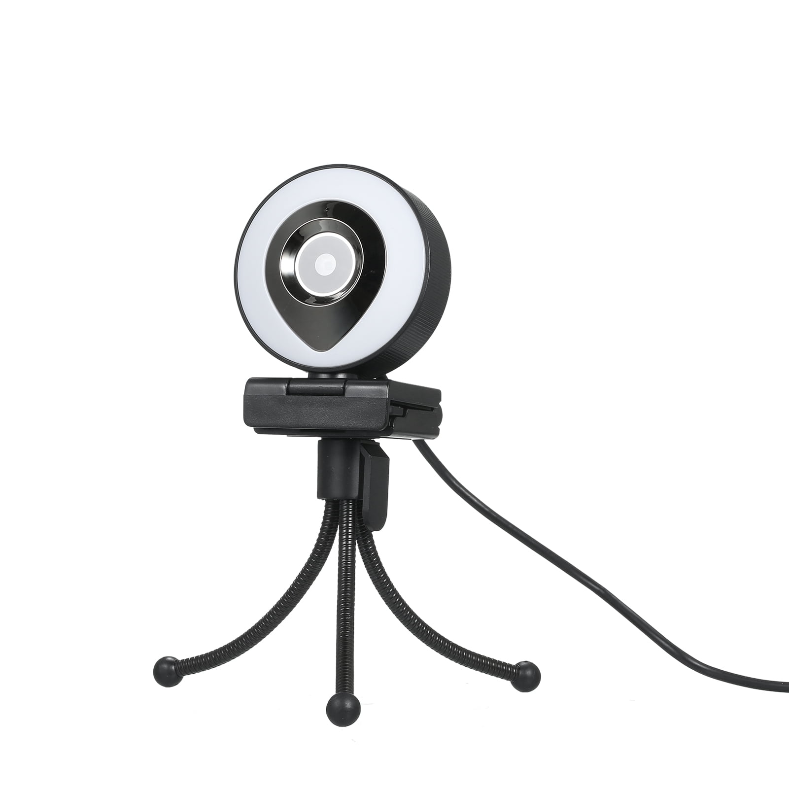 Live Streaming Webcam 1080P Full HD with Dual Microphones and Ring Light, USB Live Streaming Webcam with Tripod for Laptops, YouTube and OBS