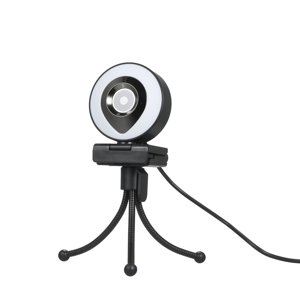 Webcam streaming en direct 1080P Complet HD avec Microphones Dual et Lumière Anneau, USB Webcam en direct avec trépied pour ordinateurs portables, YouTube et OBS
