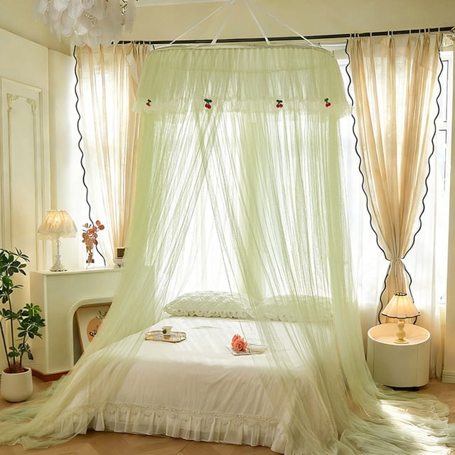 Kieccall French Style Dome Bed Canopy Foldable Mosquito Net Fine Mesh for Bedroom Home Insect Protection and Romantic Decor