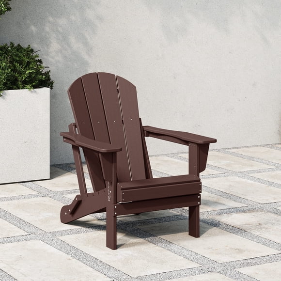 Westintrends Outdoor Folding HDPE Muskoka Adirondack Muskoka Chair, Patio Seat, Weather Resistant, Dark Brown