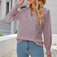 thumbnail image 2 of IROINID Reduced Womens Long Sleeve V-Neck Shirts Lounge Comfortable Solid Color Ruffle Sleeve Tops Blouse,Khaki, 2 of 5
