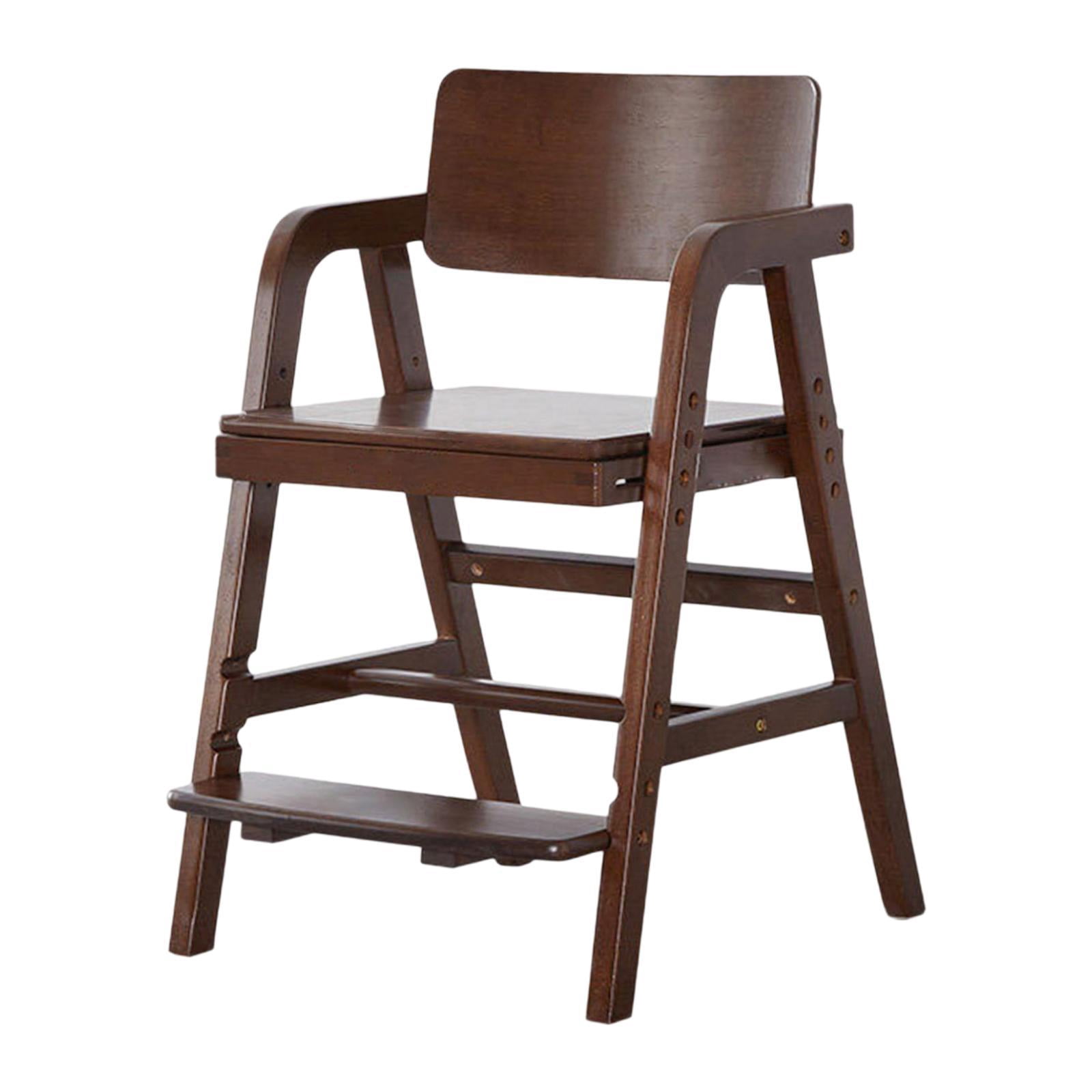Siruishop Solid Wood High Chair Adjustable Sturdy for Bedroom with Foot Rest Highchair All Dark Wood