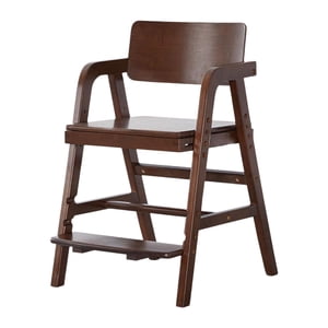 Siruishop Chaise haute en bois massif réglable pour chambre avec repose-pieds chaise haute tout en bois foncé