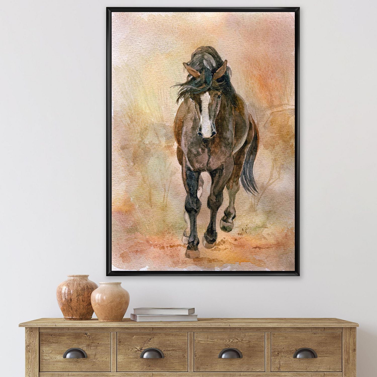 Designart Portrait De Beau Cheval Alezan II ART MURAL À CADRE FLOTTÉ
