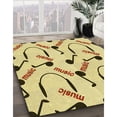 thumbnail image 3 of Ahgly Company Tapis d'Intérieur Lavable à la Machine, Carré, Transitionnel, Jaune Soleil, Tapis de Zone, 8 Pieds Carré, 3 of 7