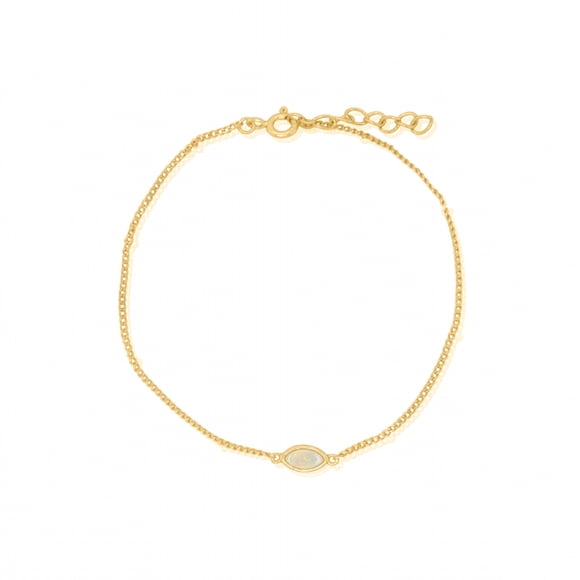Mercie Sterling Silver Gold Vermeil Gold Opal Bracelet, Dainty Adjustable Jewellery for Women