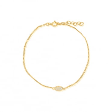 Mercie Sterling Silver Gold Vermeil Opal Bracelet, Dainty Adjustable Jewellery for Women