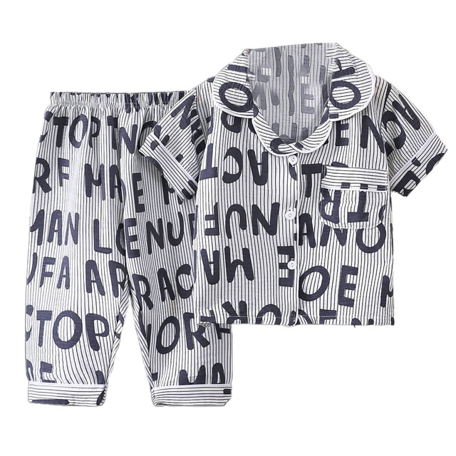 Girls Lightweight Cartoon Print Pajama Set All Over Full Body Patterned Home Wear For Comfortable Lounging And Sleeping