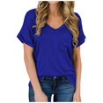thumbnail image 1 of Birdeem T-Shirt Décontracté pour Femmes à Manches Courtes, Col en V, Uni, avec Poches, 1 of 5
