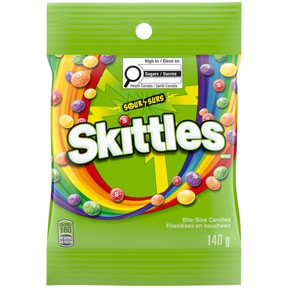 SKITTLES, Double Sour Chewy Candy, Bag, 140g
