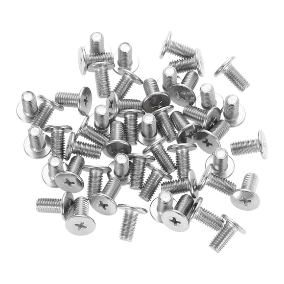 M6-1 x 12mm 100Pack Metal Flat Round Head Screws Phillips Drive Machine Bolt