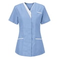 thumbnail image 1 of BVOFAR Women's Short Sleeve Scrub Tops 2025 V Neck Housekeeping Uniforms Nurse Work Uniform with Pockets, 1 of 3