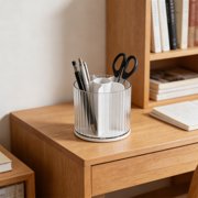Fufafayo Rotating Desktop Organizer for Makeup Brushes Pens Cosmetics, Multi Compartment Storage Box, Rotating Pen Holder for Office Desk Dormitory Vanity Table Study