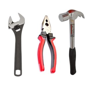 Kit d'outils à main pour usage domestique 10" Clé réglable, marteau à griffe & Plier combiné, Kit d'outils de véhicule Set de qualité professionnelle, Réparation facile, Outil d'accessoires
